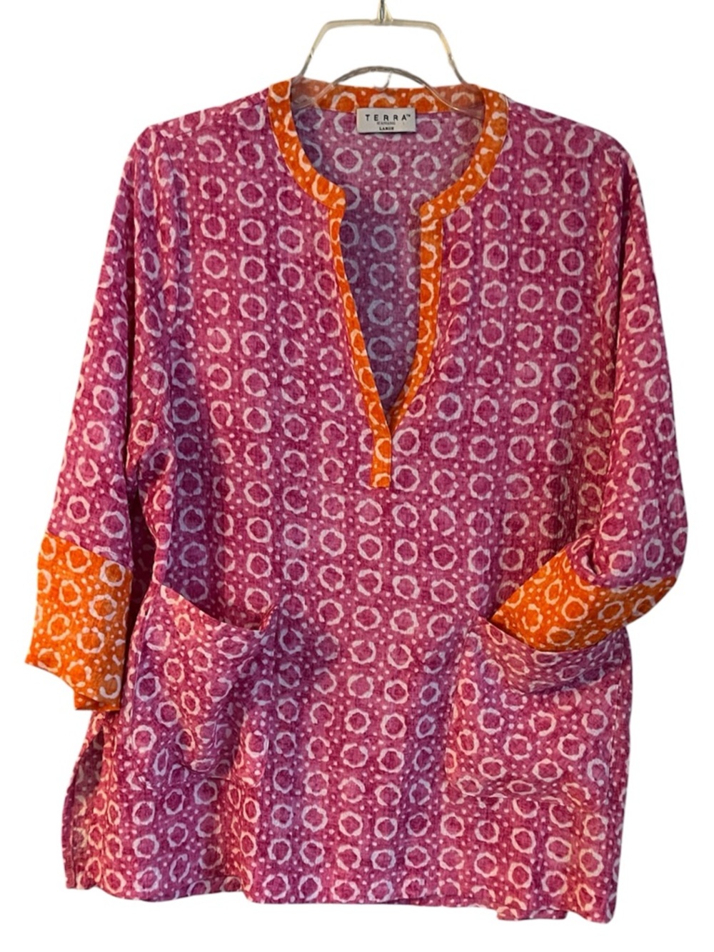 Terra Straight Cut Tunic 3/4 Sleeve Size L